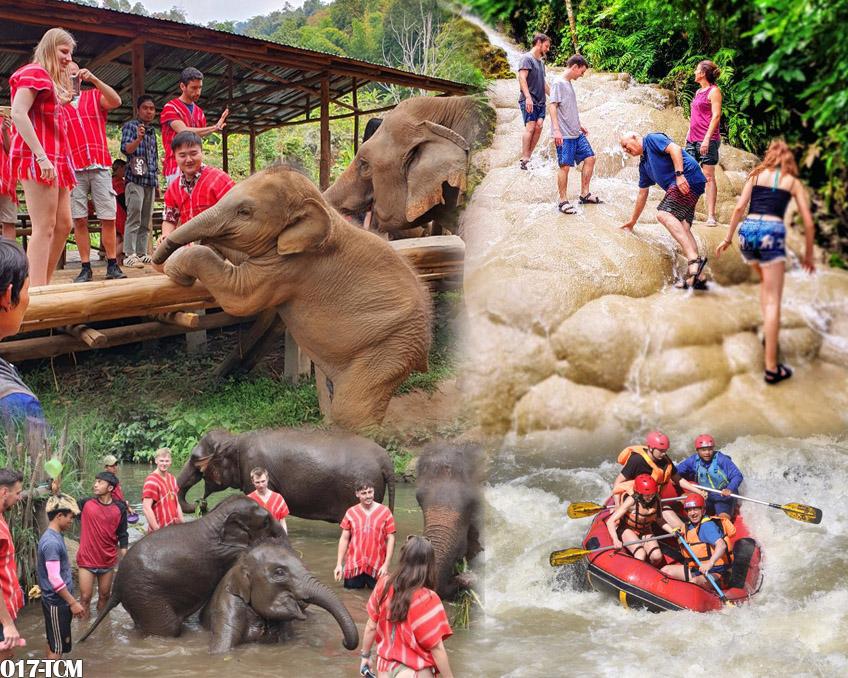Elephant Care, Waterfall & Rafting